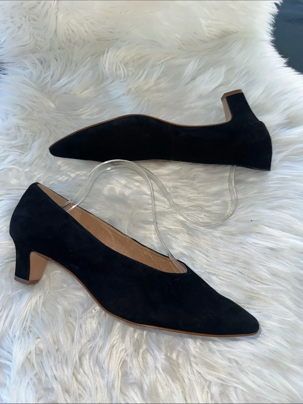 Madewell The Etta Black Suede Pointed Toe Pumps/ Heels